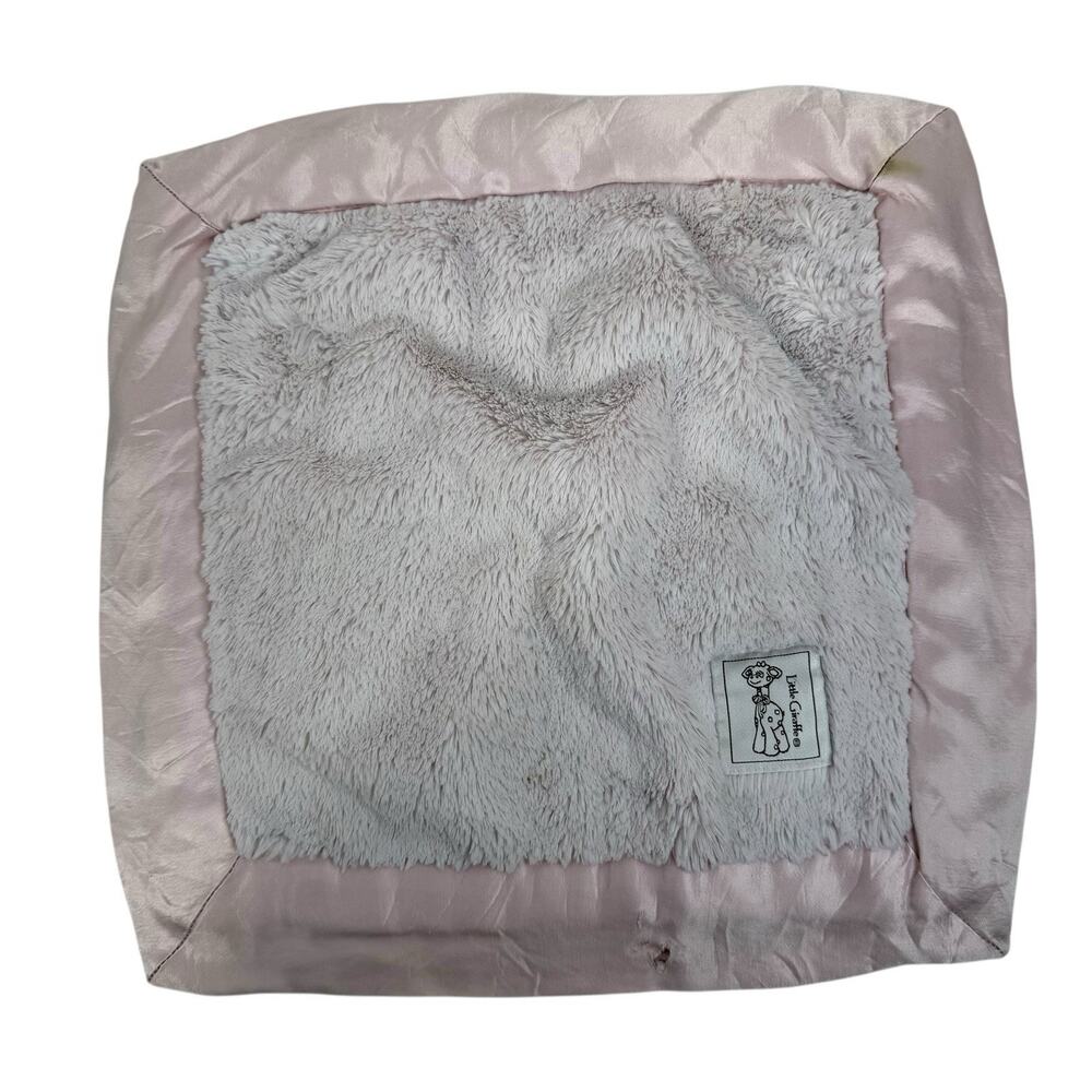 Little Giraffe Luxe Chenille Baby Lovey Blanky Blanket Pink Satin Trim Soft READ